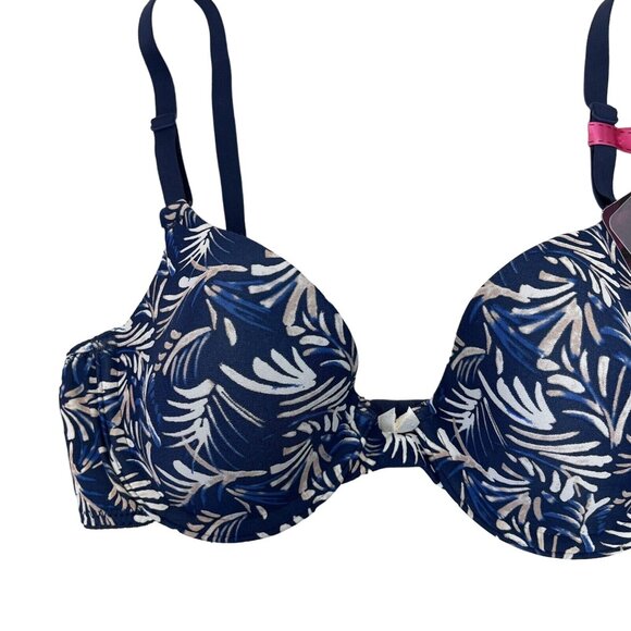 Maidenform- T-Shirt Bra Demi Coverage Underwire Women's Size 32B NWT- NAVY PRINT - Picture 3 of 10